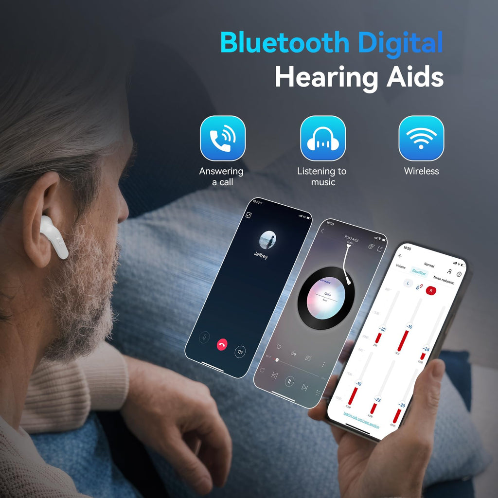 Retekess Hearing Sense Hearing Aids with Bluetooth, OTC Rechargeable Hearing Aids with Noise Cancellation, APP Hearing Amplifiers with Anti-Whistling System,Idear Gift for Mild Hearing Loss