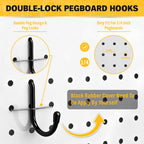 ELEAD 200-Piece Extra Thick Pegboard Hooks Set, 1/4" Heavy Duty Black Peg Board Organizer Accessories, Metal Pegboard Accessories with Pegs Lock, Peg Board Hooks for Hanging