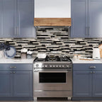 Livebor Peel and Stick Backsplash Wallpaper Kitchen Backsplash Wallpaper 17.7inchx393.7'' Tile Contact Paper Kitchen Peel and Stick Countertops Waterproof Contact Paper for Bathroom Black/Gray