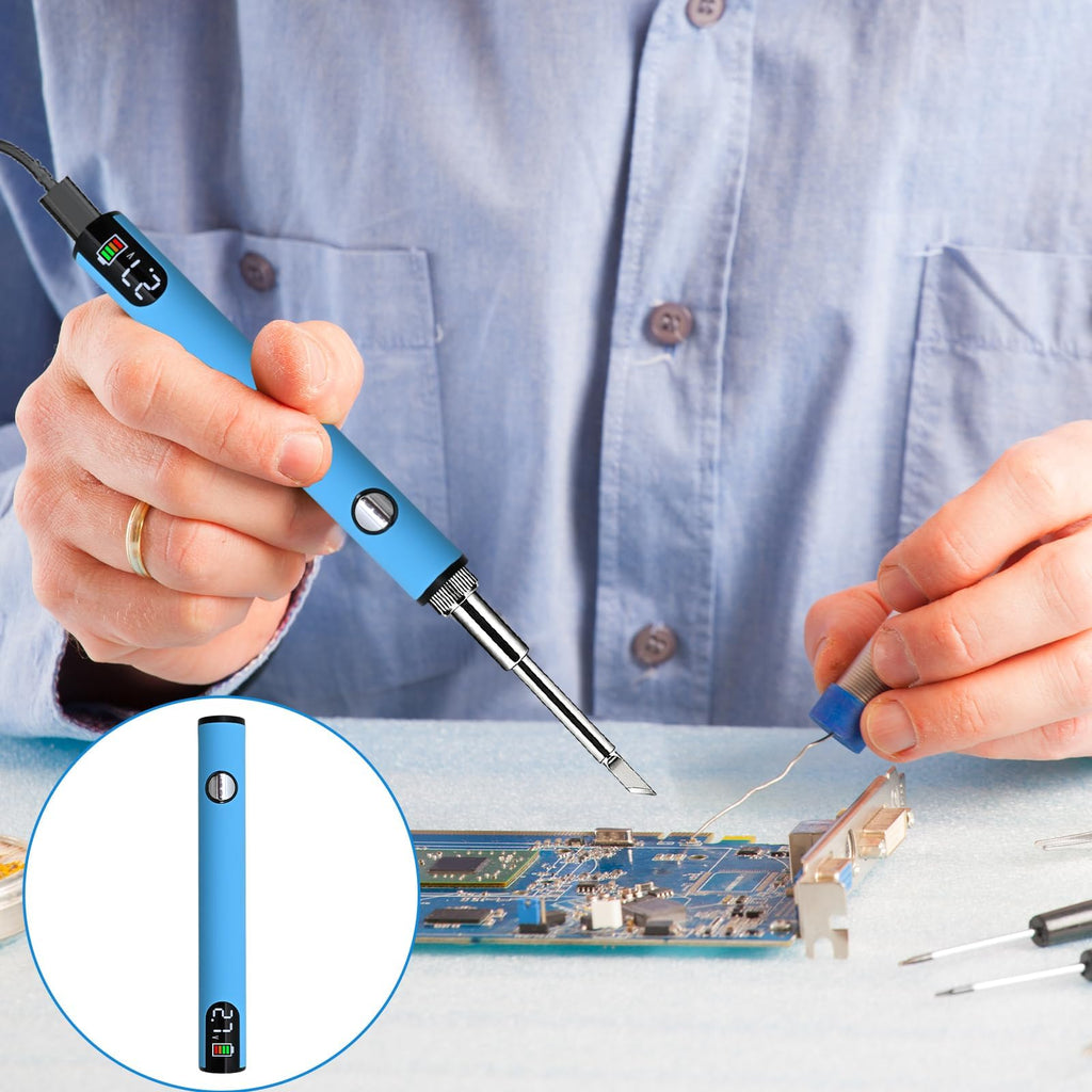ZMJY Portable Soldering Iron Pen Rechargeable LED 2.7V/3.4V/4.2V （Purple）