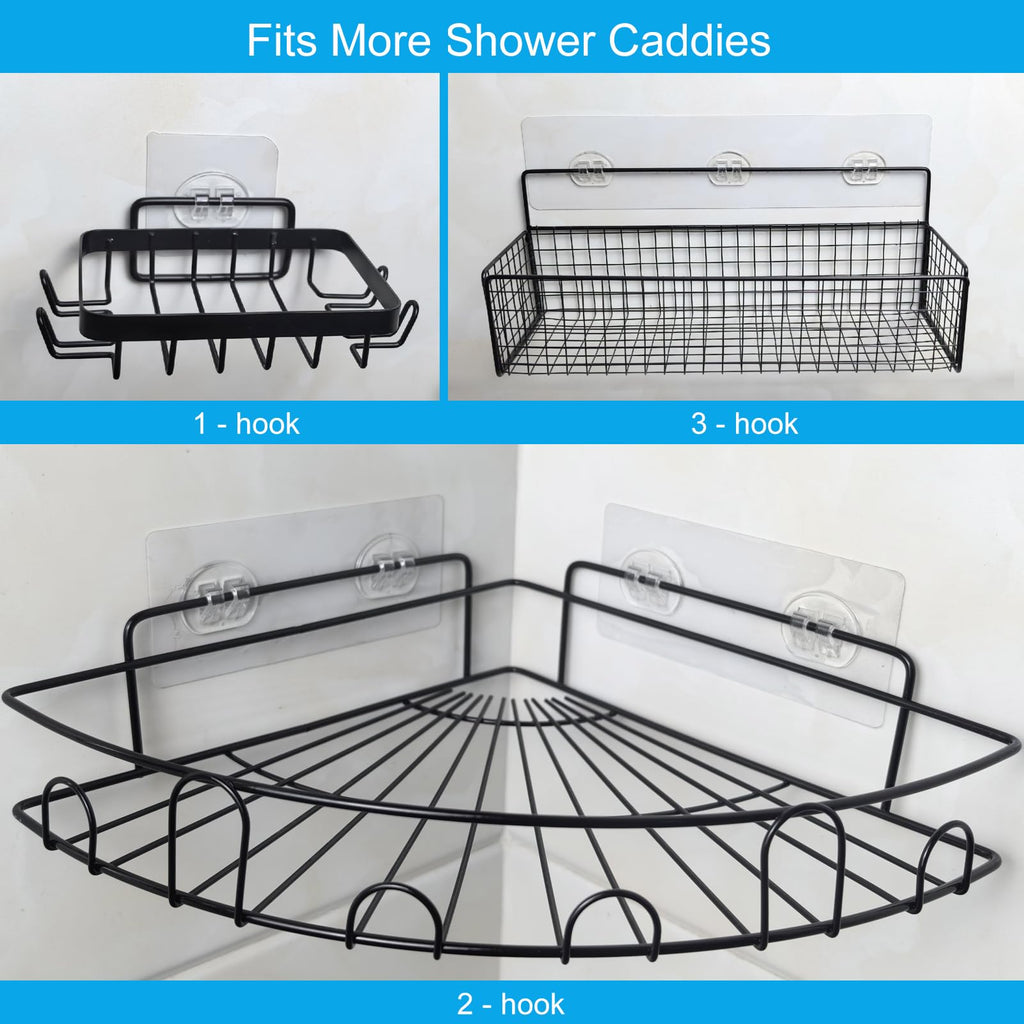 ZOMETUO 15 Pack Shower Caddy Adhesive Replacement, No Drilling Shower Shelf Adhesive, Strong Caddy Sticker Hooks Replacement for Showers Shelves and Kitchen Racks Organizer