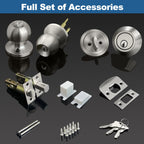BESTTEN Keyed Same Exterior Door Knob and Single Cylinder Deadbolt Combo Set, Keyed Alike Entry Door Knobs with Lock and Keys for Entrance and Front Door, Satin Nickel