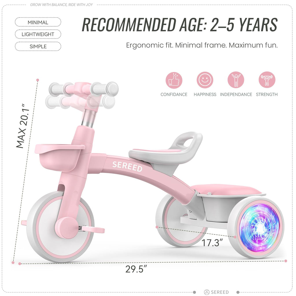SEREED Colorful Lighting Toddler Tricycle Gift Toy for Ages 2-5 Boys Girls