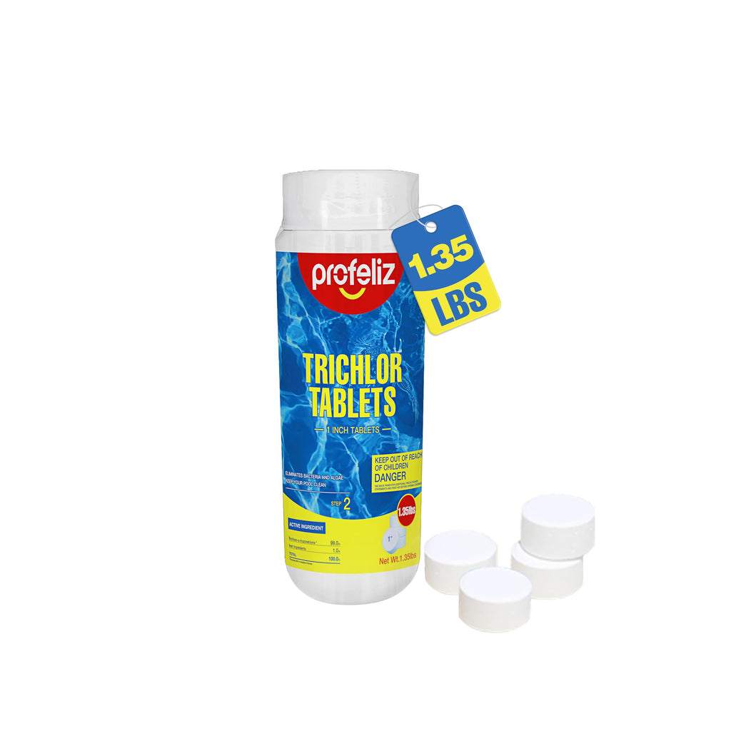 PROFELIZ Stabilized Chlorine Tablets 1 Inch for Swimming Pools,Hot Tub & Spa,Kills Bacteria and Stops Algae,Slow Dissolving,Perfect for Small Pools,1.35 lb