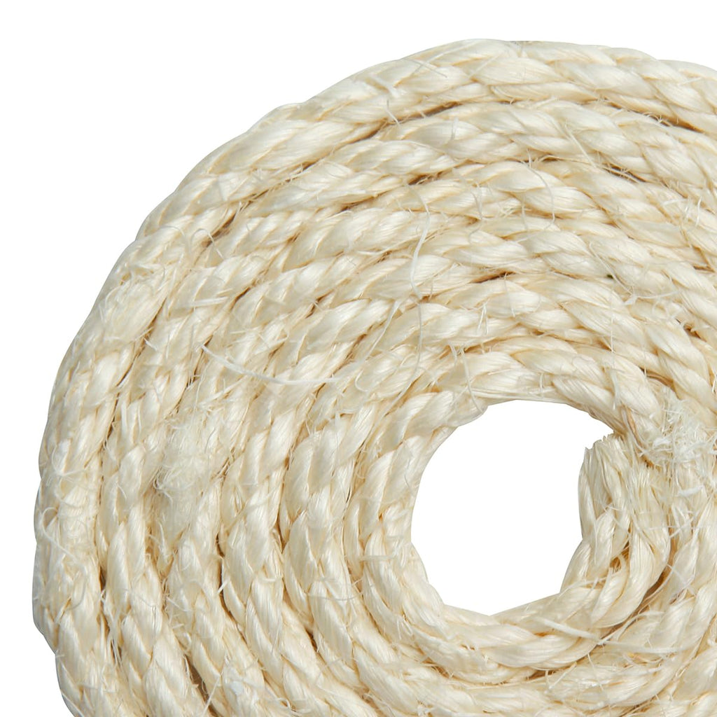 Natural Sisal Rope 1/4 Inch 6mm 98-Feet for Cat Scratching Post Tree Tower Replacement Repair and Replace, DIY Hemp Twine Rope for Cat Scratching Furniture Window Perch and Crafts Gardening