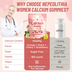 Calcium Gummies for Women – 1500mg Calcium Citrate with Vitamin D3, K2, Magnesium, Zinc, Boron & Soy Isoflavones – Calcium Supplement, Vegan, Zero Sugar, Mixed Fruit Flavors, 180 Count