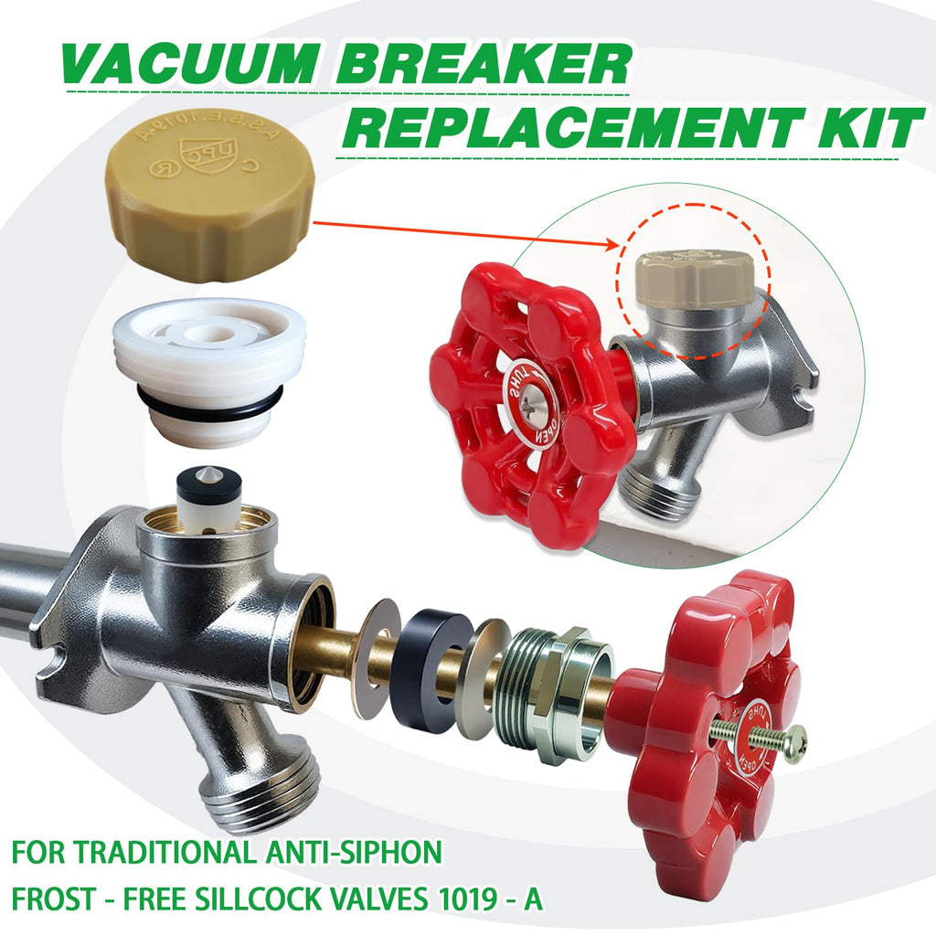 PILISPARK Anti-Siphon Industrial-control-valves Repair Kit， ASSE 1019-A Vacuum Breaker Check Valve Replacement Kits with Decorative Cover, Plastic Body,Plunger and O-Ring,2 Pack