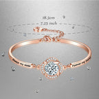 Aihitero Christmas Sister Gift, Flower Bangle Bracelet with 'Always My Sister Forever My Friend' Message, Rose Gold Women Jewelry, Valentines Day Xmas Birthday Present from Bestie BFF Sibling Brother