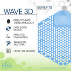 Fresh Products Wave 3D Urinal Screen Virtually Eliminates Urine Splash 30 Day Use Easy Installation Beneficial Bacteria Consistent Fragrance Made in the USA 10pk Urinal Screens Cotton Blossom