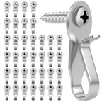 HiGift 36 Pack Light Hanger Hooks, Stainless Steel Screw in Hook for Hanging Outdoor Lights, Rope Light Clips for Christmas and Holiday Decor, Wire and Fairy Led Lights, Silver