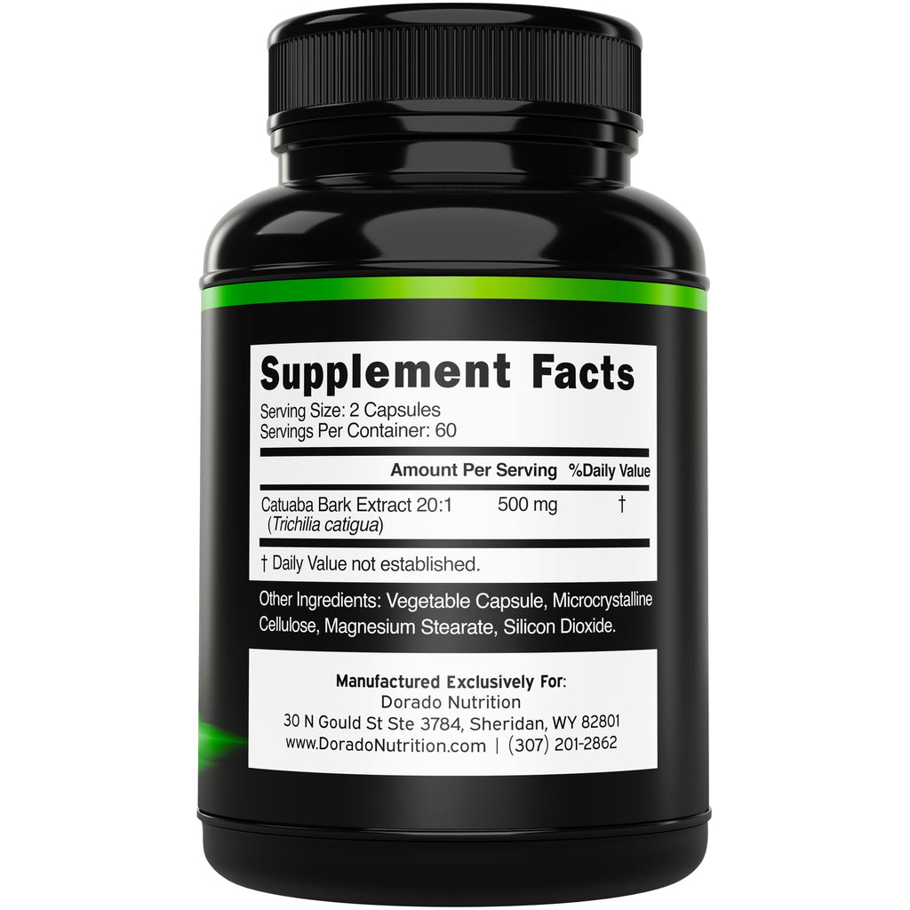 Catuaba Bark Extract 10,000mg Per Serving (120 Capsules) (Erythroxylum Catuaba) 3rd Party Tested - Drive & Stamina - Made in The USA - Gluten Free & Non-GMO - Vegan - For Men & Women - (120 Capsules)