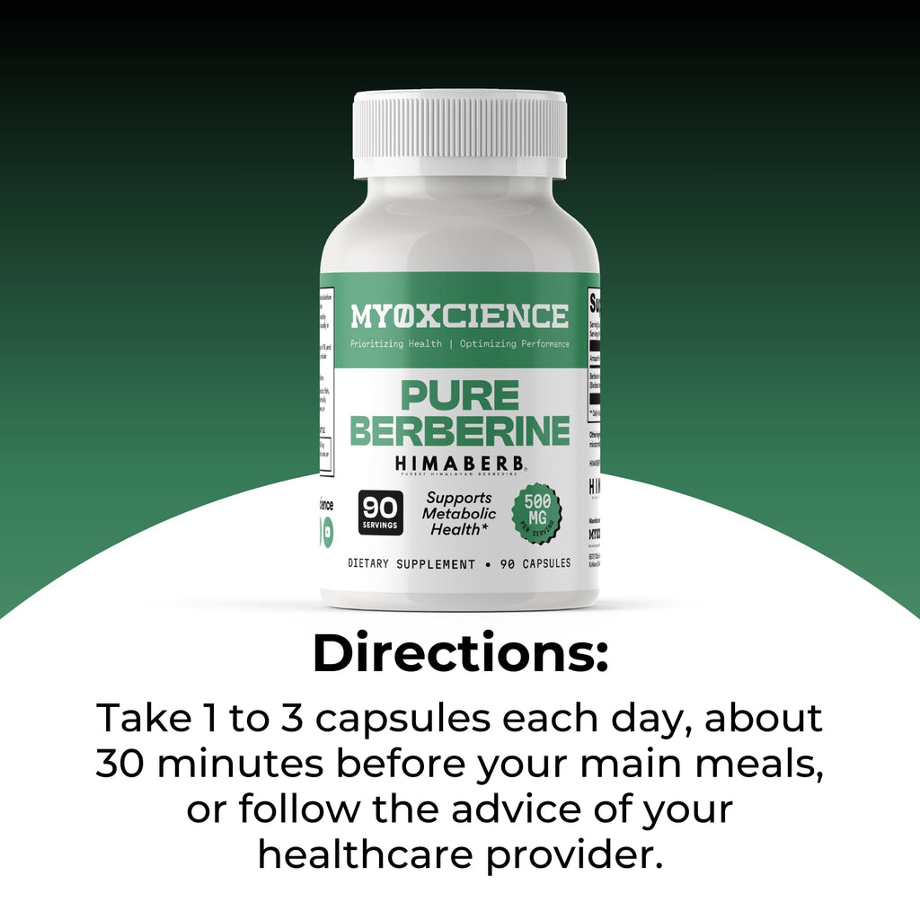MYOXCIENCE Pure Berberine Himaberb | 500 mg of Berberine HCl per Serving | 90 Servings