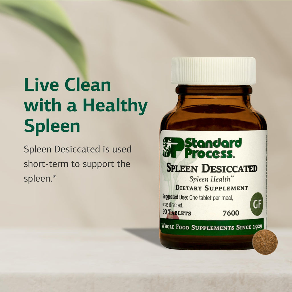 Standard Process Inc. Spleen Desiccated - Whole Food-Based Supplement to Support Health - Aid Healthy Immune System - with Proprietary Blend with Bovine & Ovine - 90 Tablets