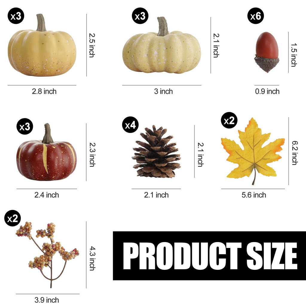 Artgar Pumpkin Decor Set, 23 PCS Fall Harvest Bowl Filler Decorations