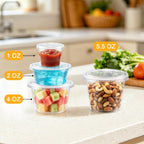 BYSNOW 360 Sets 5.5 oz Plastic Portion Cups with Lids, Small Clear Jello Shot Cup, Disposable Plastic Condiment Containers for Sauce, Salad Dressing, Snacks