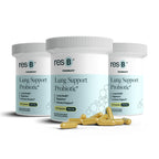 resB Lung Support Probiotic Supplement - Lung Health Supplement for Smokers, Gut Health, Immune Support, Respiratory Care, Holy Basil, Turmeric, Clinically Trialed - 180 Capsules (3 Bottles)