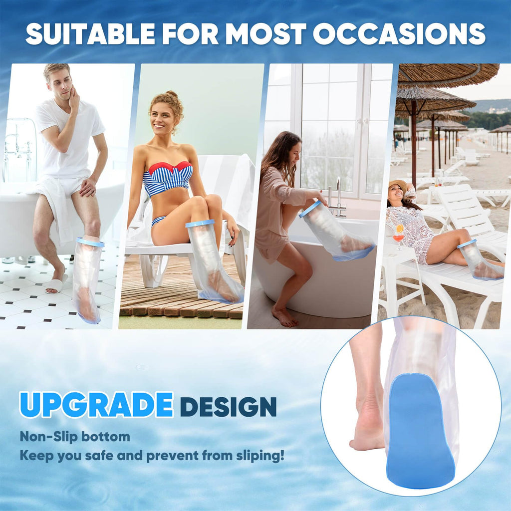 Fxdunjr Extra Wide Waterproof Leg Cast Cover for Shower with Non-Slip Bottom, Reusable Cast Protector for Walking Boot Surgery Bandage Wound, Shower Boot for Plus Size Adult [2026 Upgraded Reusable]