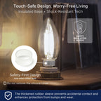 FLSNT 5000K Daylight B10 Dimmable 4W LED E12 Candelabra Bulbs, 40W Equivalent LED Chandelier Candle Bulbs, Clear Glass Finishing, 6 Pack UL,CA65 Listed.