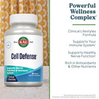 KAL Cell Defense - Nerve Function and Immune Support Supplement - w/Antioxidant Vitamin C and E, Plus Zinc, Selenium, NAC and Mushrooms (Including Reishi and Shiitake) - Lab Verified, 20 Servings