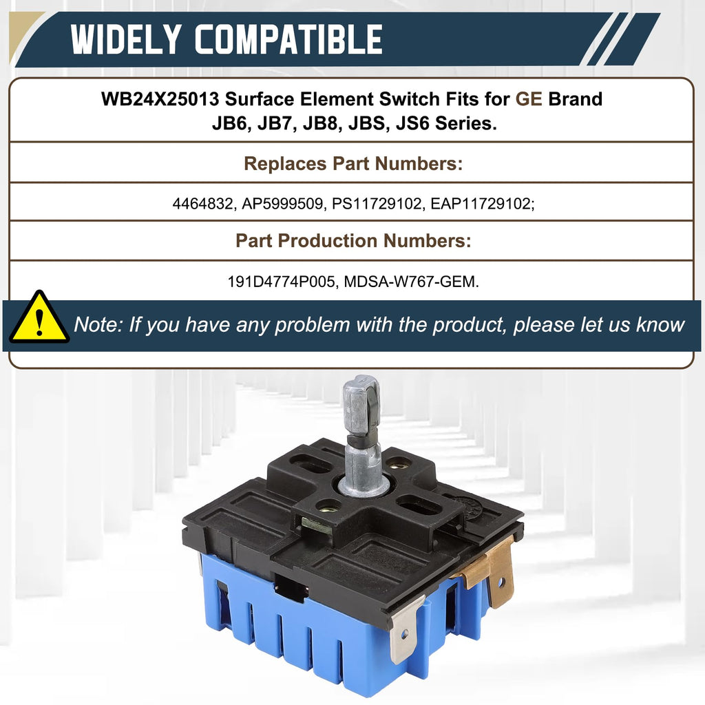 WB24X25013 Range Surface Element Control Switch Replace Parts for MDSA-W767-GEM, PS11729102, AP5999509, PS11729102, 4464832 Compatible with GE Electric Ranges JB6, JB7, JB8, JBS, JS6 PCB JS7 Series