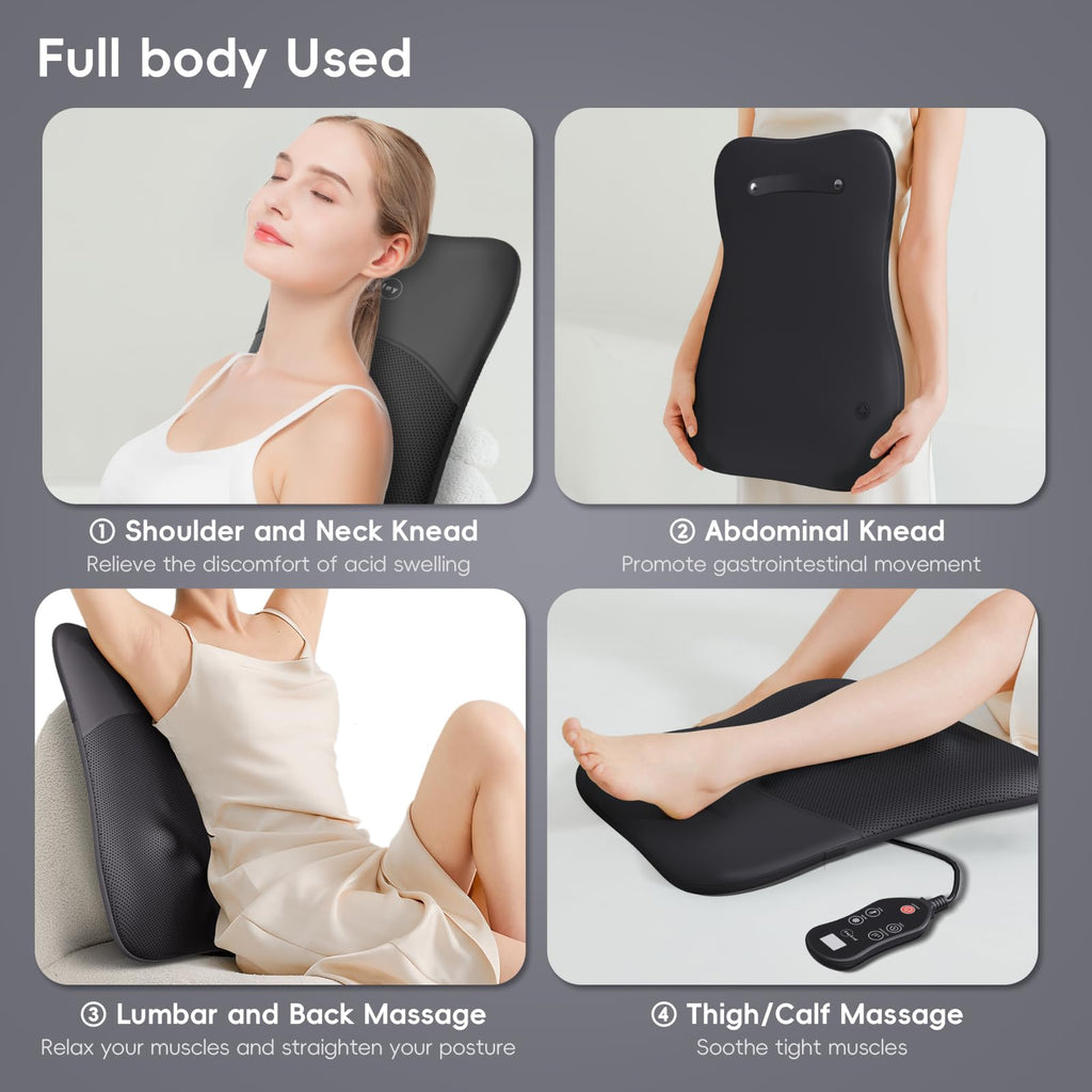 Back Massager, Rolling Up and Down Back Massager with Heat, Back Massage 4D Kneading for Pain Relief Deep Tissue, Ultrathin Shoulder Massager Gift for Women Men Parents Christmas