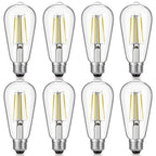 Gozelux LED Edison Bulbs 6W, Equivalent 60W, High Brightness Daylight White 5000K, 750 Lumens, ST58 Vintage LED Filament Bulbs with 90+ CRI, E26 Base, Dimmable, Clear Glass, Pack of 8
