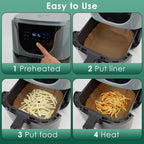 300 Pcs Air Fryer Paper Liners, 8" Square Air Fryer Liners Disposable, Heavy-duty Parchment Paper for 5-8 qt Airfryer Basket, Non-Stick & Grease Proof Baking Liner for Oven Pan