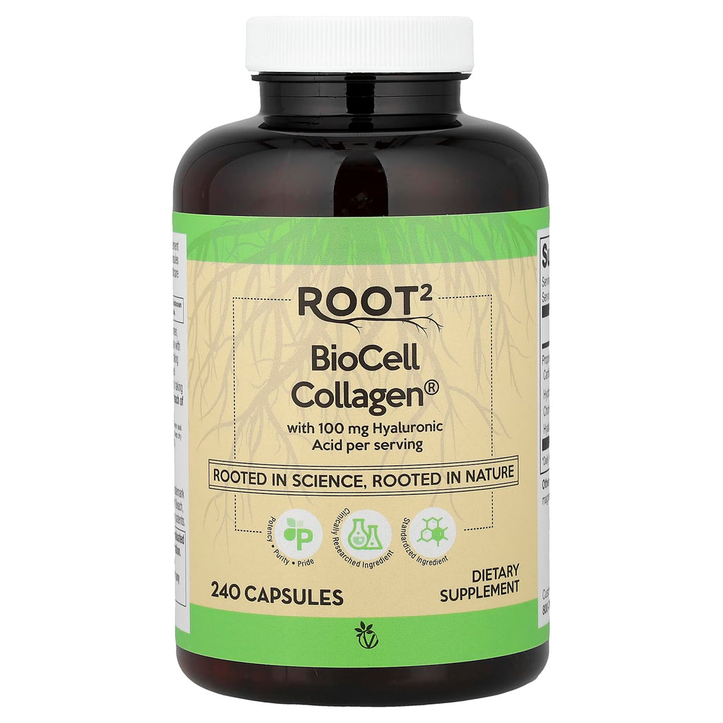 Vitacost ROOT2 BioCell Collagen With Hyaluronic Acid -- 100 Milligram Per Serving - 240 Capsules