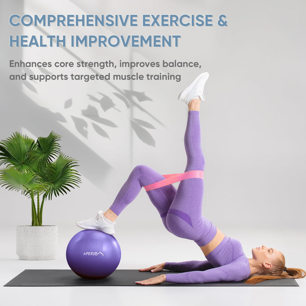 APEXUP Yoga Ball Exercise Ball, Heavy Duty Pilates Ball for Fitness, Balance, Core Workout, Physical Therapy (XXS (9") 23cm, Purple)