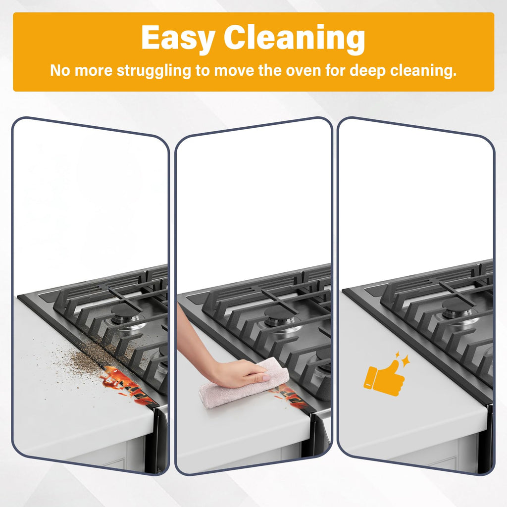 HOSAAM Stove Gap Covers Stainless Steel Black, Stove Gap Filler Extendable Length 13.8" to 27.5", Width 0.79" Oven Gap Filler, Heat Resistant Guard Between Stove Top & Counter (2 Pack)