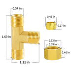 ChillWaves Brass Tee Compression Tube Fitting, 3/8" OD x 3/8" OD x 3/8" OD Compression Union Connector(5-PACK)