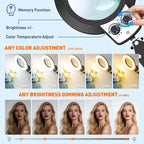 KIRKAS 12X Magnifying Glass with Light and Stand, Extra-Long Arm Knob