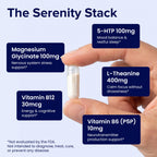5-HTP 100mg with L-Theanine 400 mg Formula for Stress Relief and Relaxation Support for Teens and Adults with Vitamins B6 - B12 and Magnesium Bisglycinate - Doctor Formulated – without stearates.