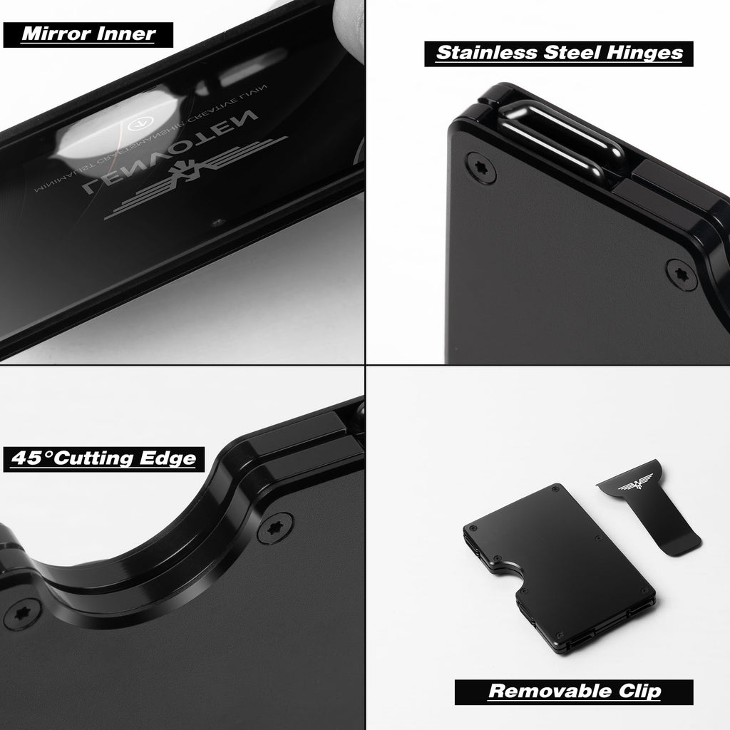 Lenvoten Upgraded Hinged Minimalist Wallet for Men, RFID Blocking Wallet