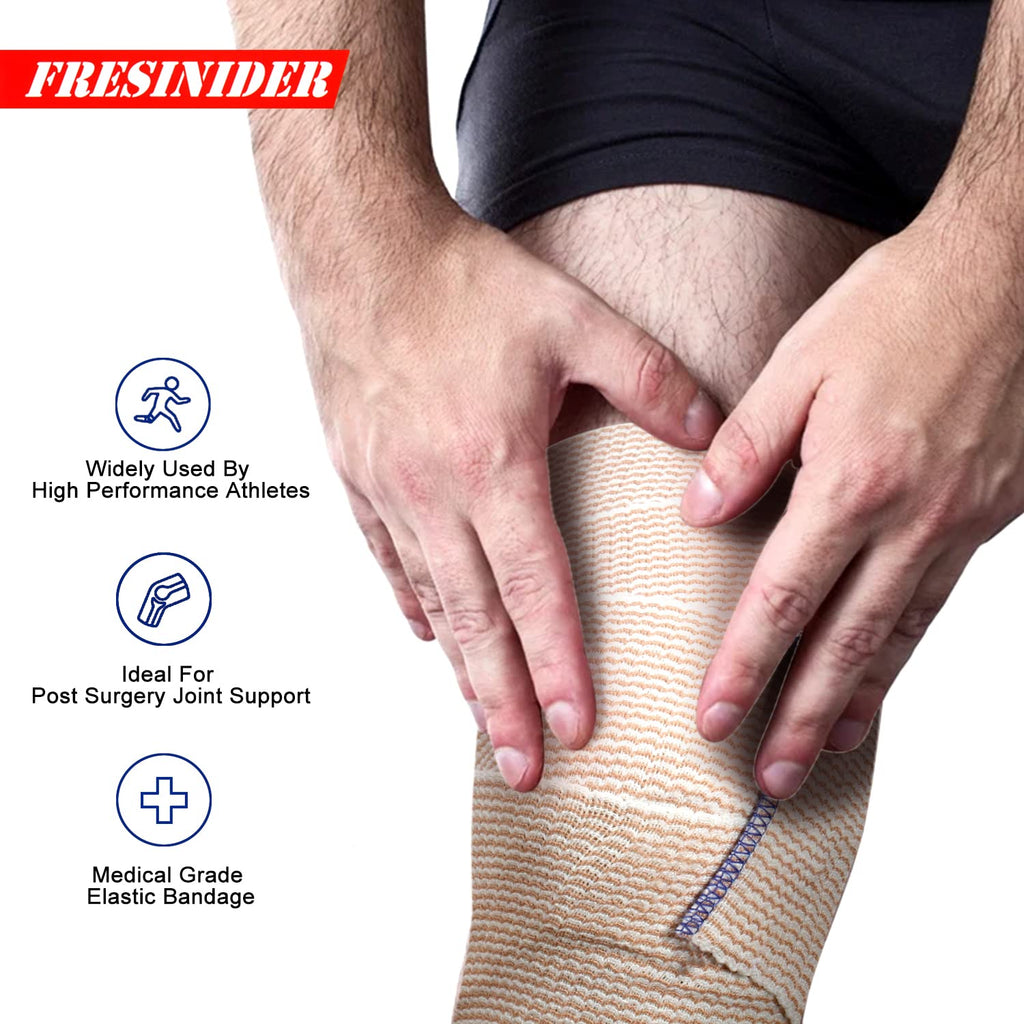FRESINIDER Premium Elastic Bandage Wrap, 6 Pack (2x2, 2x4, 2x6) Cotton Compression Bandage with Touch Closure at Both Ends, Support & First Aid, Medical, and Injury Recovery