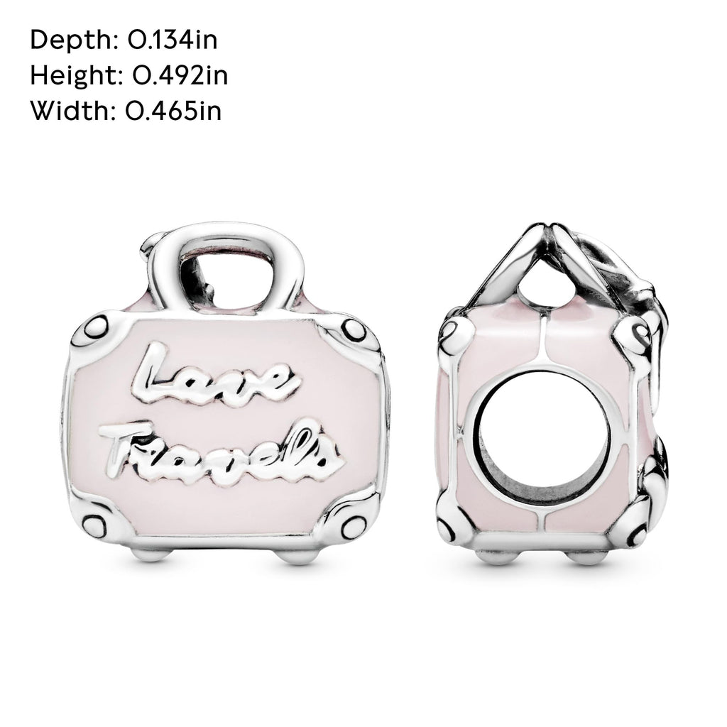 PANDORA Pink Travel Bag Charm - Compatible with PANDORA Moments - Jewelry for Women - Made with Sterling Silver & Enamel - Gift with Gift Box