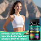 Sea Moss Black Seed Oil Ashwagandha Ginger, Sea Moss Capsule Supplement with Turmeric Bladderwrack Burdock & Vitamin C Vitamin D3, Enhanced Immunity & Energy, 120 Capsule