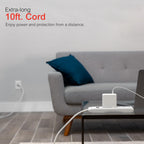 GE Surge Protector Power Strip, 10 Ft Extension Cord, 6 Outlet Extender
