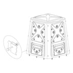 Redmon Outdoor Compost Bin with Lift Off Lid, 4-Door Access & Vent Holes, 65 Gallon, Black - Composting Bin Container for Kitchen Food Waste Recycling