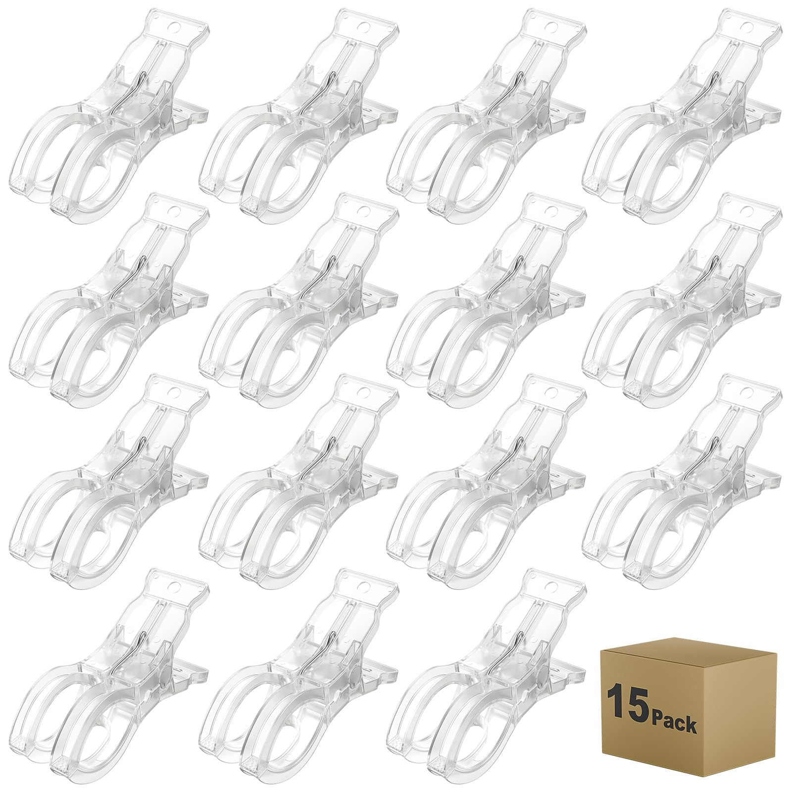 15 Pack Balloon Arch Clips, Large Clear Spring Clamps for Backdrop, 3.5'' Plastic Clips Supplies for Birthday Decoration Accessories Beach Towels Crafts Swimming Pool Photography Studios
