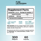 Lactoferrin 300mg Delayed Release Capsules - MyImmunity Premium Immune Support Supplement with Iron Absorption - Freeze Dried, Non-GMO, Gluten Free, Vegetarian - 60 Count (2 Month Supply)