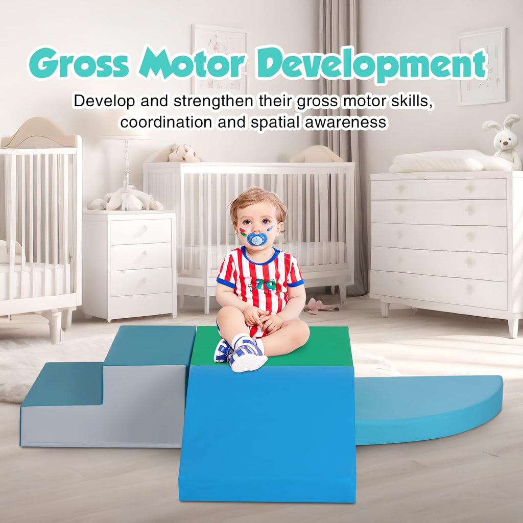 TODIBY 4-Pieces Climbing Toys for Toddlers: PU Leather - Soft Play Climbing for Toddlers - Foam Climbing Blocks for Crawling and Sliding Indoor Playground for Kids