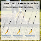 KLDOLLAR Thatch Rake, Dethatcher Rake for Grass to Cleaning Dead Grass