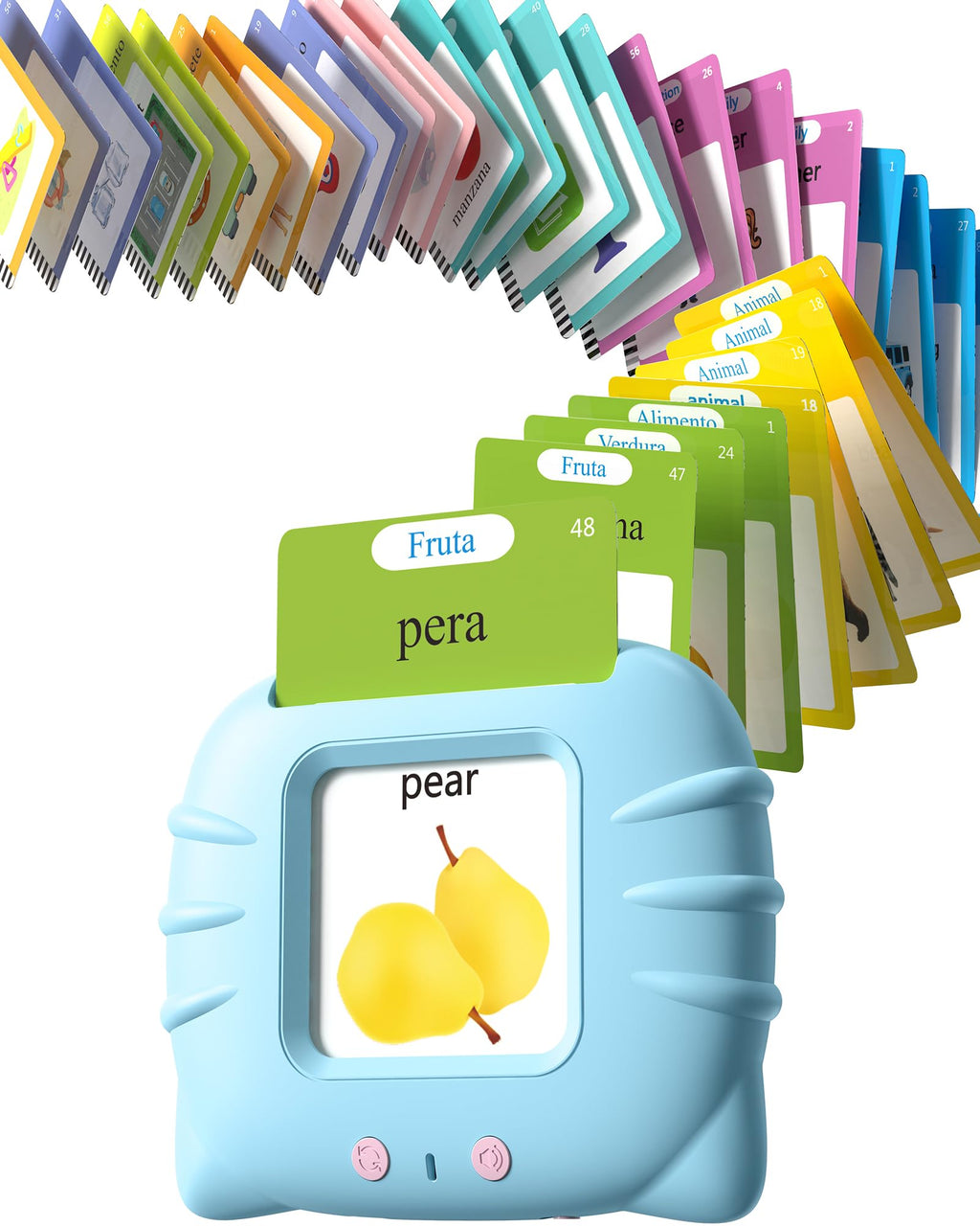 Bilingual Spanish and English Talking Flash Cards for 1-3, Airbition Pocket Speech Therapy Tools with 512 Words, Montessori Language Learning and Autism Aids, Children's Sensory Learning Kits