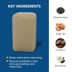 Kenkoderm Psoriasis Dead Sea Mud Soap with Argan Oil & Shea Butter, Natural Exfoliating Body & Face Cleanser for Sensitive Skin, Fragrance & Color-Free, 4.25 Ounce, 4 Bars