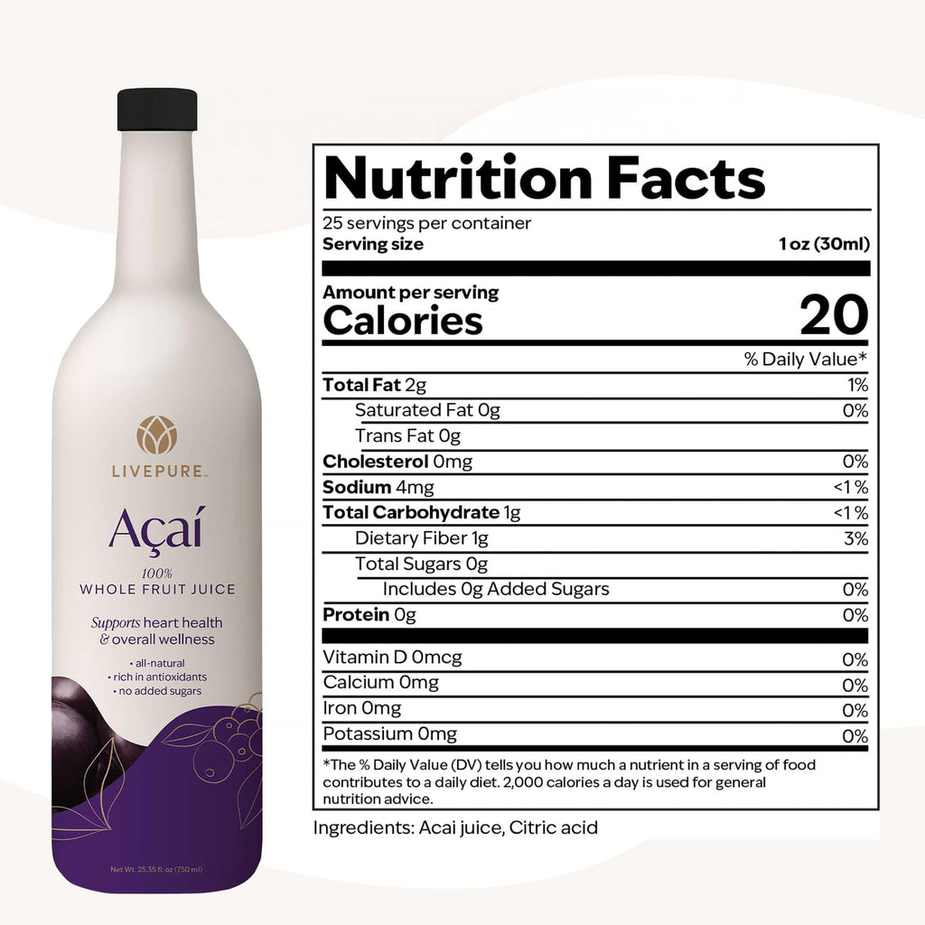 Pure 100% Acai (750 ml) Superfruit Juice - Packed with Antioxidants, Essential Fatty Acids & Phytonutrients. Sugar-free, No Dilution, Gluten-Free & Kosher