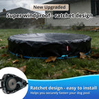 QH.HOME 55.1 inch Kiddie Pool Cover Round, Collapsible Dog Pool Cover with Super Windproof Ratchet Design, Odorless Waterproof Fabric Material and - Only Cover
