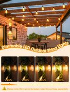 Larkvue 50FT(2x25FT) Outdoor String Lights, Patio Lights with 20+2 LED Dimmable Waterproof ST38 Vintage Bulbs for Backyard Bistro Cafe Deck, Black