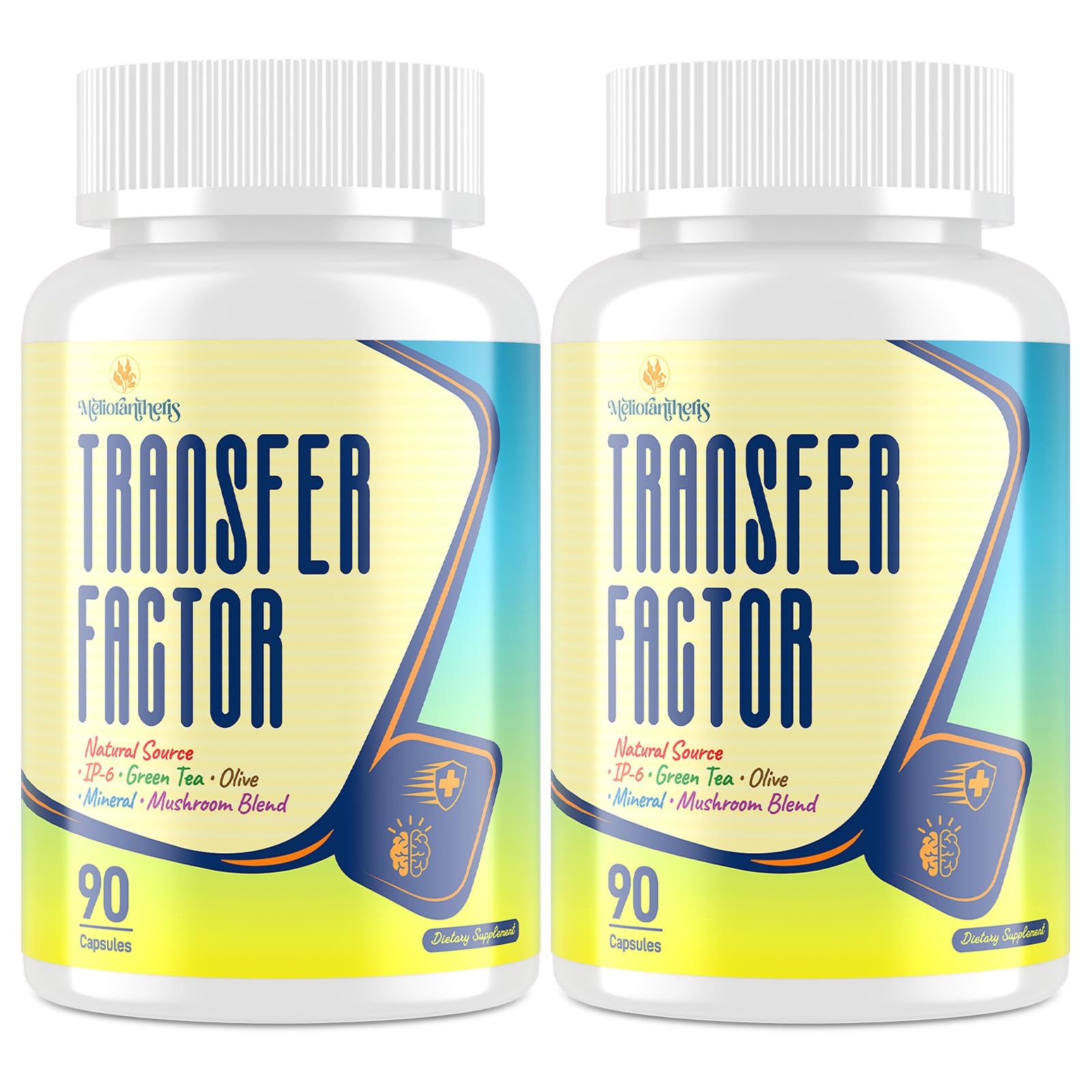 Meliorantheris Transfer Factor 1800mg | Colostrum & Egg Yolk Extracts with Zinc and Selenium | Immune & Cognitive Support | 90 Capsules（2 Bottle）