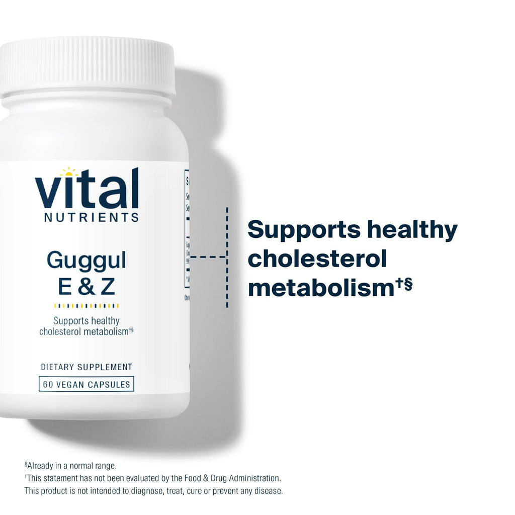 Vital Nutrients Guggul E & Z - Vegan Guggul Supplement - Cholesterol Supplement for Healthy LDL and Triglyceride Levels - Gluten, Dairy, Soy Free - Non-GMO - 60 Capsules
